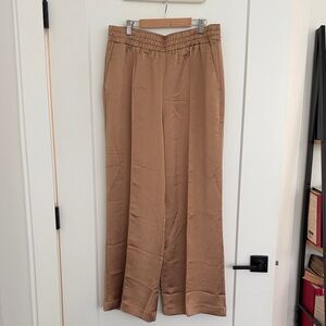 Express Women's Gold Satin Wide-Leg Pants